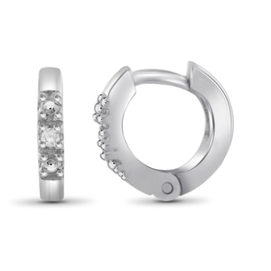 JewelonFire White Diamond Accent Sterling Silver Hoop Earrings