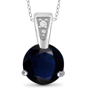 JewelonFire 1 1/4 Carat T.G.W. Sapphire And White Diamond Accent Sterling Silver Pendant