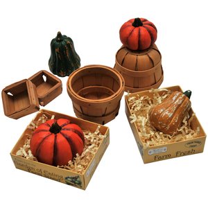 The Queen's Treasures 18 Inch Doll Farm Fresh Fall Vegetables, Realistic Pumpkins, Gourds, Wood Bushels & Pint Baskets Food Accessory
