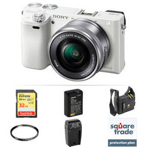 Alpha a6000 Mirrorless Digital Camera with 16-50mm Lens Deluxe Kit (White)