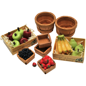 The Queen's Treasures 18 Inch Doll Farm Fresh Fruits Accessory Set. Apples, Banana's, Pears, Strawberries, Blueberries, Bushels & Pints