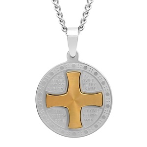 Men's Stainless Steel Two Tone Lord's Prayer Pendant