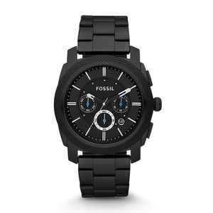 Mens Machine Black Chronograph Stainless Steel Watch Black Dial
