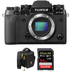 X-T2 Mirrorless Digital Camera and Domke F-803 Camera Bag Kit (Black Body)