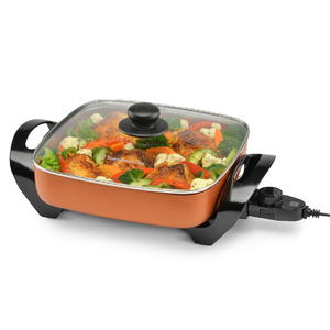 11" Nonstick Electric Skillet Copper