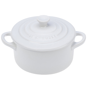 8oz Mini Round Stoneware Cocotte White