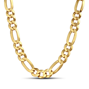 Gold Plated Sterling Silver 250 Gauge Diamond Cut Figaro Chain, 22 Inches