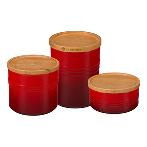 3pc Stoneware Canister Set Cherry