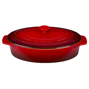 3.75 Qt. Classic Stoneware Covered Oval Casserole Cherry