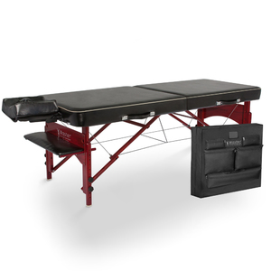 Master Massage 29&quot; Sereno Memory Foam Portable Massage Table Beauty Bed Black Upholstery with Mahogany Legs