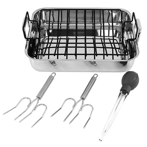 Stainless Steel Roaster w/ Baster & Turkey Lifters