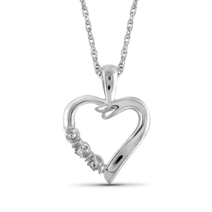 JewelonFire White Diamond Accent Sterling Silver Heart Pendant