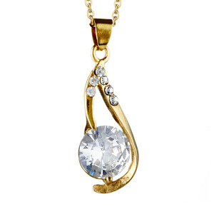 West Coast Jewelry Gold Plated Stainless Steel Cubic Zirconia Necklace
