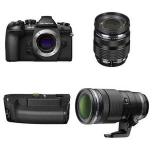 OM-D E-M1 Mark II Mirrorless Micro Four Thirds Digital Camera with 12-40mm and 40-150mm Lenses and Battery Grip Kit