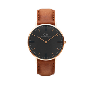 Classic Black Durham 40mm Rose Gold Case w/ Light Brown Leather Strap