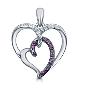 Sterling Silver 1/4Ctw Dbl Heart Pendant