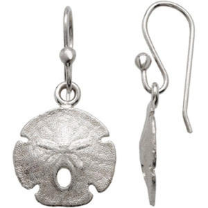 Sterling Silver Sand Dollar Drop Wire Earrings - 18mm x 15mm