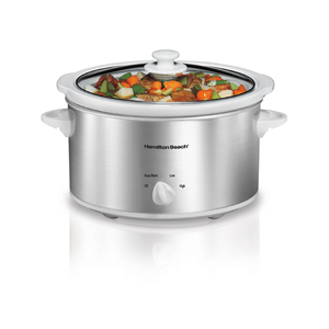 4 Quart Slow Cooker - White/Silver