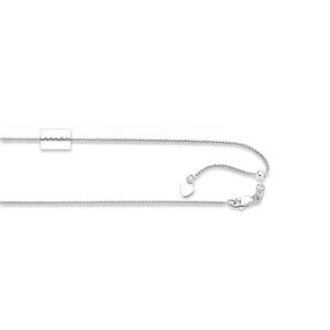 10k White Gold 1.0mm Adjustable Wheat Chain Necklace - 22 Inch