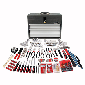 300pc All Purpose Mechanics Tool Kit w/ 3 Drawer Steel Tool Box