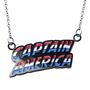 Marvel Women's Stainless Steel Captain America Lettering  Pendant, 18&quot;