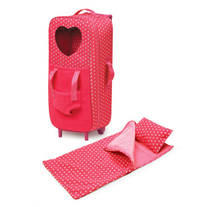 Badger Basket Double Doll Carrier with Trolley, Plush Friend Harness, Sleeping Bag, and Pillow