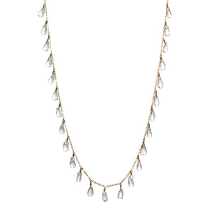 Lita Gold Over Silver Chain and Crystal Drops Necklace,17&quot;