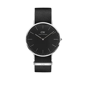 Classic Black Cornwall 40mm Silver Watch w/ Black NATO Strap