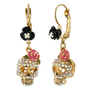 Crystal Skull Drop Earrings