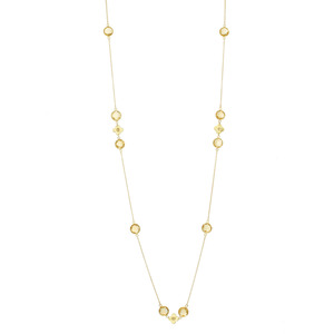 Genuine Citrine Coin on Chain Gold Over Sterling Silver, 36&quot; Necklace