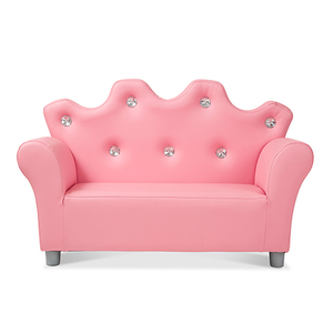 Childs Crown Faux Leather Sofa Pink Ages 3+ Years