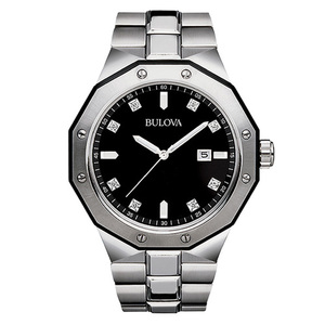 Marine Star Mens Diamond Steel Watch Black Dial