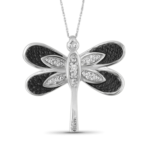 JewelonFire White Diamond Accent Sterling Silver Butterfly Pendant