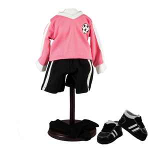 The Queen's Treasures Complete 18 Inch 6pc Doll Soccer Outfit, Black Shorts, Pink Jersey Shirt, Black Socks, Soccer Shoes