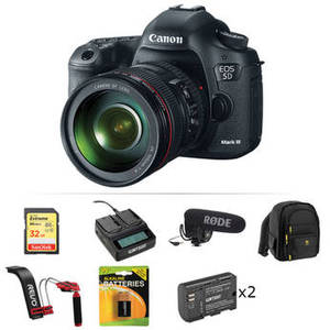 EOS 5D Mark III DSLR Camera Video Production Kit with 24-105mm f/4L IS USM AF Lens
