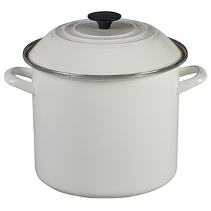 10 Qt Enamel-On-Steel Covered Stockpot White