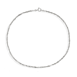 10k White Gold 1.7mm Singapore Chain Ankle Bracelet Anklet - 10 Inch
