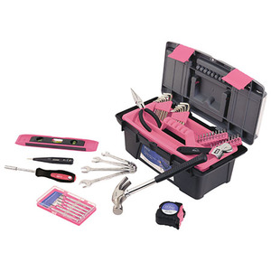 53pc Household Tool Kit with Tool Box Pink