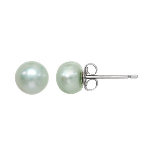 Lita Light  Mint Green Color Pearl Stud Earrings