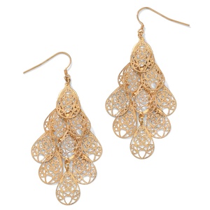 PalmBeach Jewelry Filigree Chandelier Earrings in Yellow Gold Tone