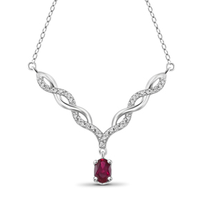 JewelonFire 3/4 Carat T.G.W. Ruby And White Diamond Accent Sterling Silver Pendant