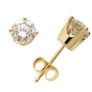 14k Yellow Gold Diamond Solitaire Earrings .75twt