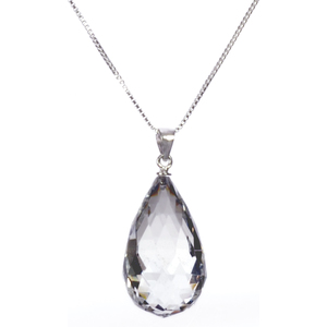 Lita Faceted Crystal Teardrop Pendant With Sterling Silver Chain 18&quot;