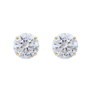 14K Yellow Gold 7mm Round Cubic Zirconia Stud Earrings
