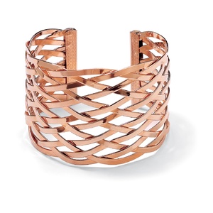 PalmBeach Jewelry Lattice Cuff Bracelet Rose Gold Plated 7 1/2&quot;