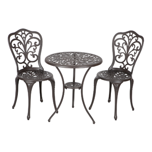 Faustina Antique Bronze 3pc Cast Aluminum Bistro Set