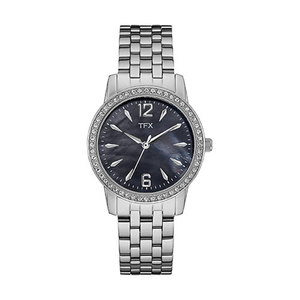TFX by Bulova Ladies Crystal Steel Watch Black Mother-of-Pearl