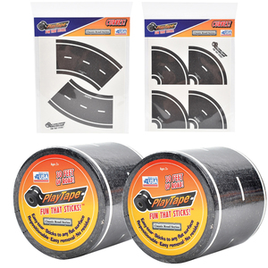 PlayTape Classic Road Series Bundle 30 ft x 2 in Black Road 2 Pack with 8 Tight Curves and 4 Broad Curves