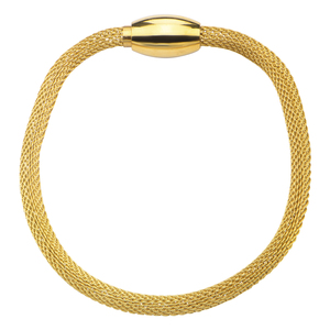 Inox Jewelry Women's Stainless Steel Gold Ion Plated Mesh Bracelet with Magnetic Clasp, 8"