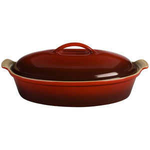 Heritage 4 Qt. Covered Stoneware Oval Casserole Cherry
